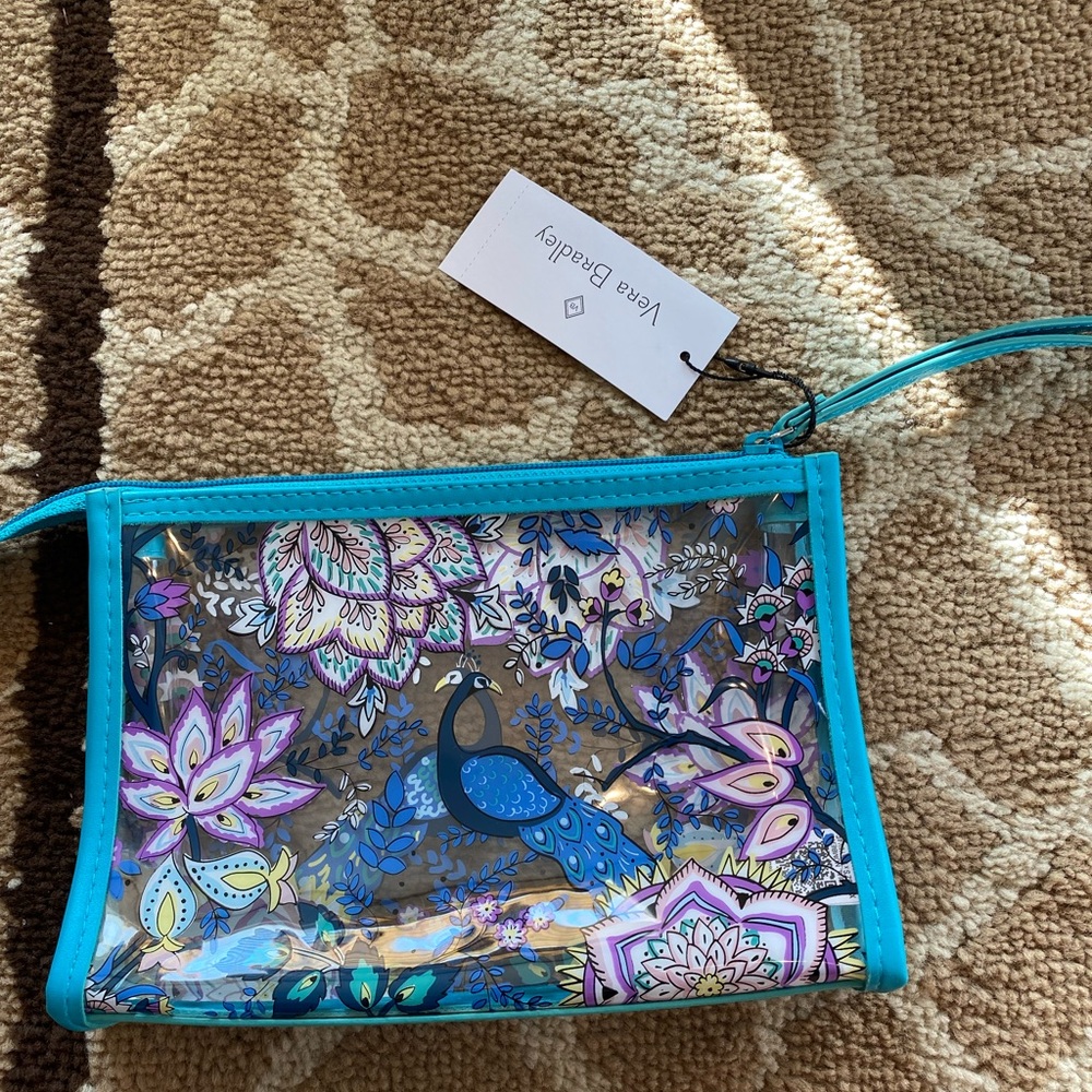 Vera Bradley clear beach wristlet peacock garden